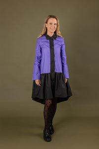 Purple + Black trapeze raincoat by Colorfall Raincoats