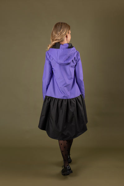 Purple + Black trapeze raincoat by Colorfall Raincoats