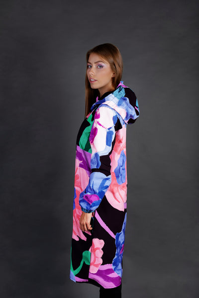Softshell Raincoat / Flower print / Oversize