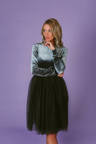 Dress with Removable Tull skirt / Gray