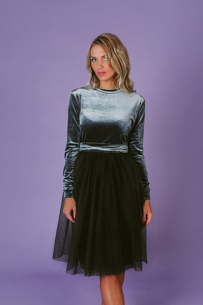 Dress with Removable Tull skirt / Gray