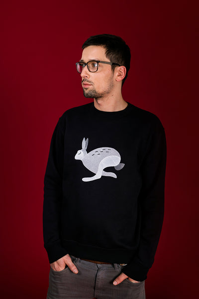 Black Sweater with Bunny embroidery / Unisex