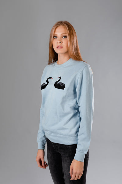 Light Blue Sweater with Swans embroidery