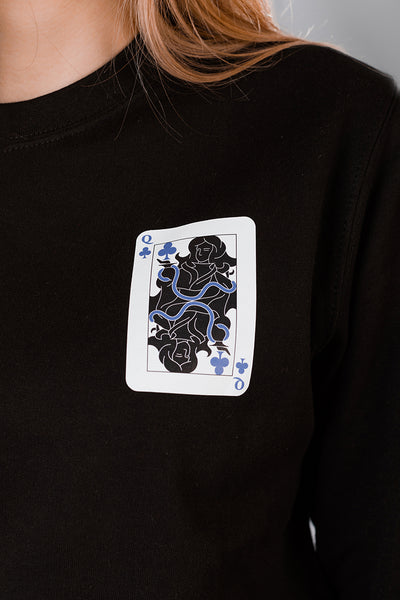 Black Sweater with Queen of Clubs