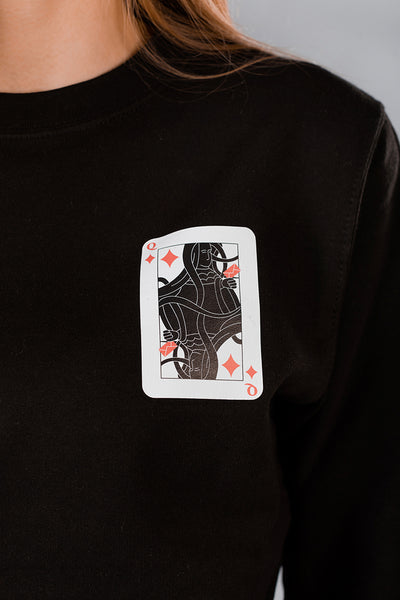 Black Sweater with Queen of Hearts