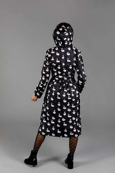 Raincoat with Swans / Black / Tale