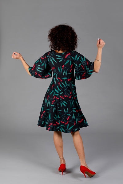 Dress with Rowan Print / Red berries