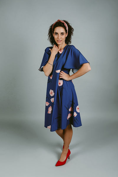 Dress with Flower Print / Blue / Short