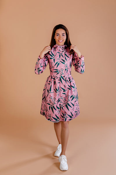 Pink raincoat with Rowan print / Dress cut