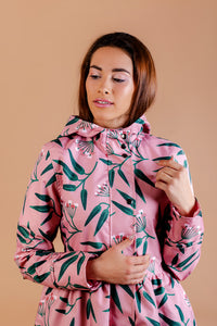 Pink raincoat with Rowan print / Dress cut