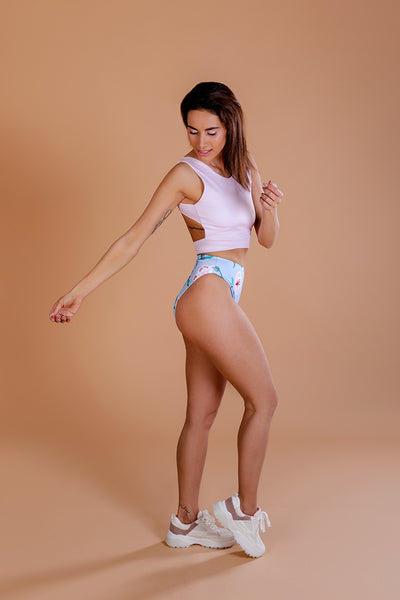 Swimsuit / Two piece /  Light Pink and Blue colour