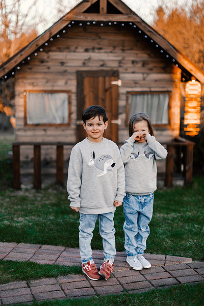 Light Gray Sweater with Bunnie embroidery / Kids