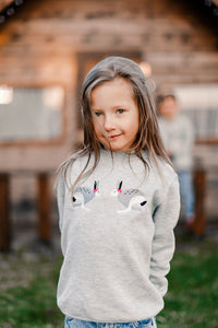 Light Gray Sweater with Bunnies embroidery / Kids