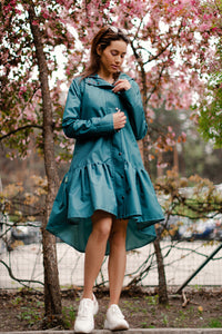 Gray - Green raincoat / Trapeze