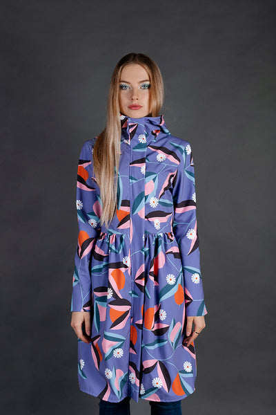 Softshell Raincoat / Purple / Orange print