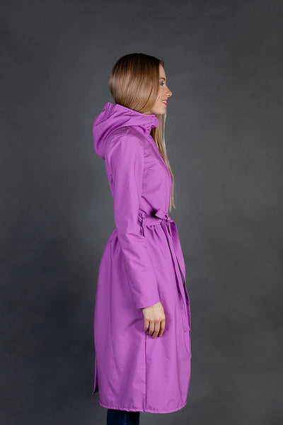 Purple-Pink Softshell Raincoat with belt / Long skirt