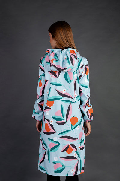 Softshell raincoat / Mint / Orange print / Oversize