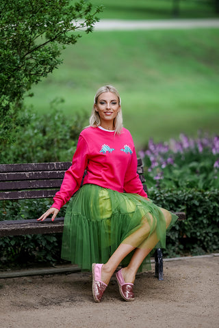 Fuchsias Pink Sweater with Dino embroidery