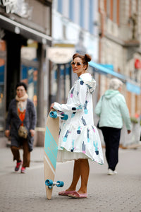 White raincoat with Cactus print / Trapeze