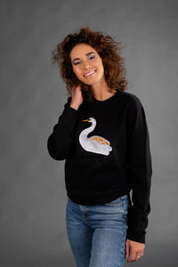 Black Sweater with Swan embroidery