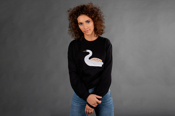 Black Sweater with Swan embroidery