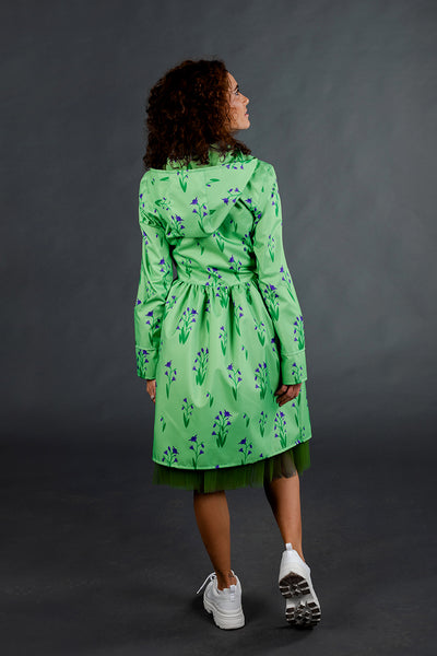 Light Green raincoat with Cyclamen print / Dress cut