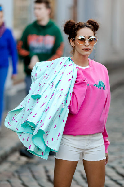 Candy Pink Sweater with Dino embroidery