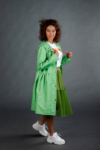 Light Green raincoat / Dress cut