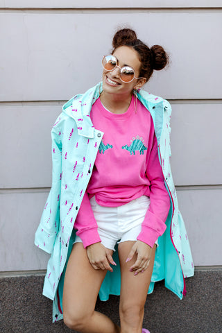 Candy Pink Sweater with Dino embroidery